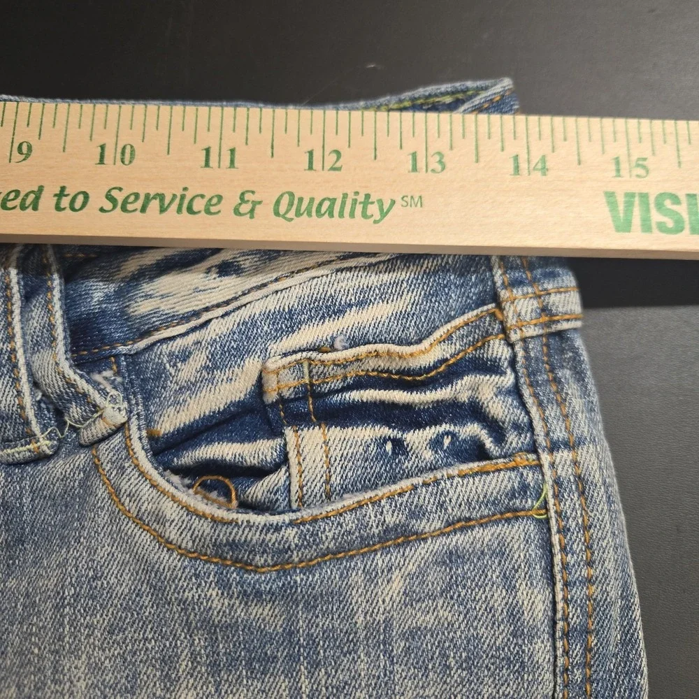 Vintage Mudd Jeans Womens 28x23 Blue Denim 90s Mid Rise Boho Y2K Straight Capri